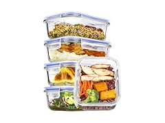 Vtopmart Blue 5 Pack 22oz Glass Containers W/ Lids