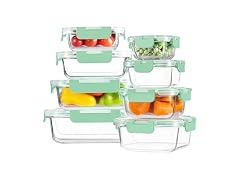 HOMBERKING 8pk Light Blue Glass Food Containers