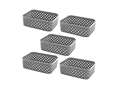 Small Plastic Storage Baskets 5-Pack