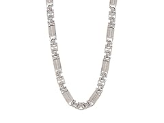 Blackjack Jewelry Stainless Steel 24" Flat Byzantine Link CZ Chain