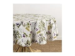 Olive Branches Round Vinyl Tablecloth