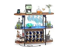 Bar Cabinet with LED Lights and Power Outlets