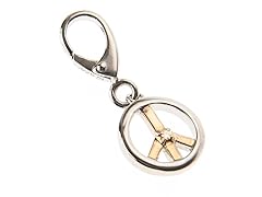 14Kt Gold, SS, Diamond Peace Sign Charm