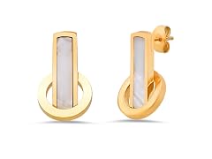 18K Gold Mother of Pearl Circle Drops