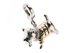 14Kt Gold, SS, Diamond Dog Charm