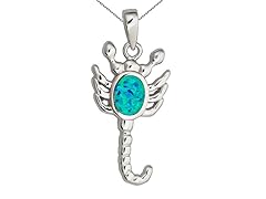 Sterling Silver Rhodium Created Opal Scorpion 18" DC