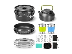 Odoland 15pcs Camping Cookware Kit