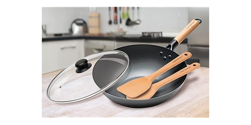 Masterpan MASTERPAN Carbon Steel Wok w/ Lid, 12