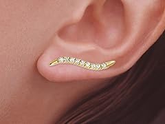 Gold Classic Shape CZ Ear Pin Earrings