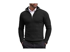 Coofandy Men Quarter Zip Sweaters Slim Sweaters