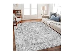 CHAMPLANT Grey Vintage Flowers Rug 6'x9'