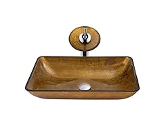 VIGO Rectangular Copper Glass Vessel Sink and Waterfall Faucet Set in Chrome