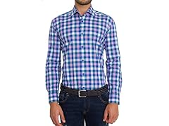 Blue Plaid Dress Shirt