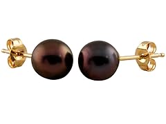 Black Round Freshwater Pearl Studs