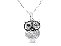 Black & White Diamond Owl Necklace