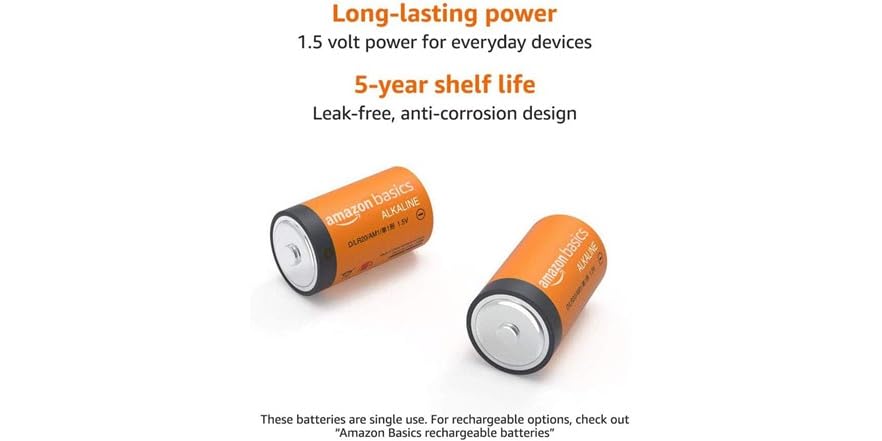 AmazonBasics D-Cell Alk Batteries 12ct