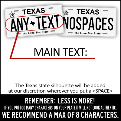 Amazon.com: SignsAndTagsOnline Texas Personalized License Plate Customized Auto Tag Any Text TX ...