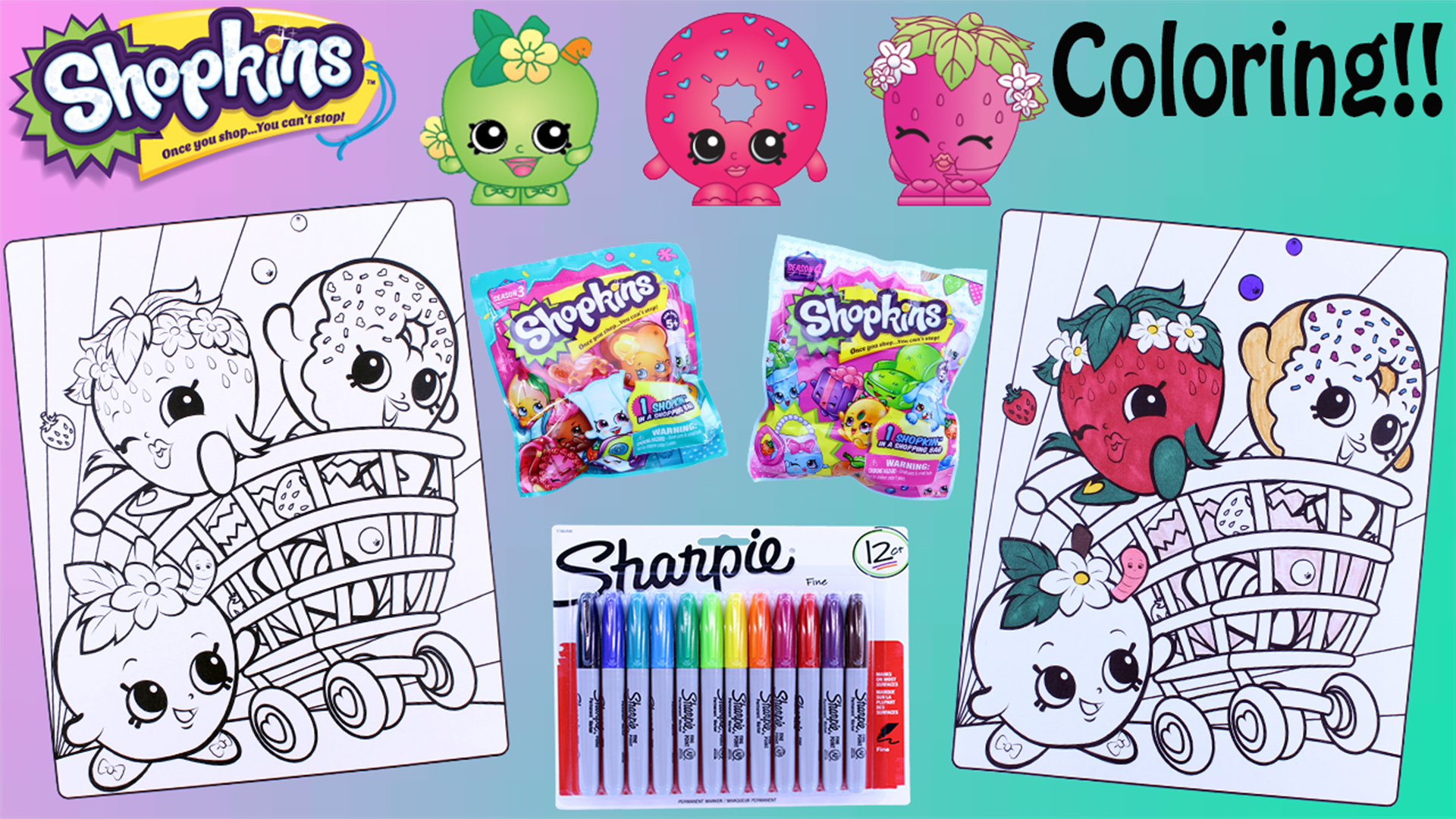 Amazon.com: SHOPKINS Crayola Coloring Pages Sharpie Season 1, 2, 3 & 4