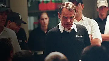 Brian Chavez (Jay Hernandez) Alan Wyles, and Boobie Miles (Derek Luke), three Permian High School Panthers, walk onto the field together under stadium lights in the Friday Night Lights game.