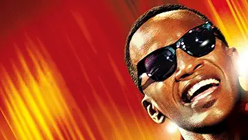Jamie Foxx's Ray Charles sings on the poster for the Ray game