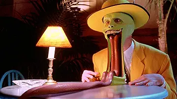 Jim Carrey as Stanley Ipkiss - all greened up as The Mask - in The Mask (1994).