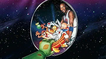 Michael Jordan and Bugs Bunny playing basketball together in the Space Jam game.