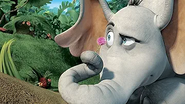 Horton the Elephant (Jim Carrey) smiles at the audience, on the poster for Horton Hears a Who! (2008).