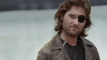 Kurt Russell as Snake Plissken prepares to save the President in Escape from New York (1981).