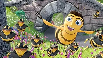 Barry B. Benson the bee flying into the outside world with his fellow Pollen Jocks, in the Bee Movie game