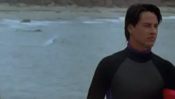 Johnny Utah (Keanu Reeves) and Bodhi (Patrick Swayze) in the poster for Point Break (1991).