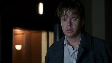 Tim Robbins' Norville Barnes looks on in horror in The Hudsucker Proxy (1994) as he plays The Hudsucker Proxy game.