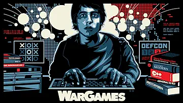 Matthew Broderick and Ally Sheedy staring at a computer screen in WarGames (1983).