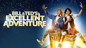 Keanu Reeves' Ted and Alex Winter's Bill S. Preston, Esq. ride their magical telephone boot with George Carlin's Rufus in Bill & Ted's Excellent Adventure game