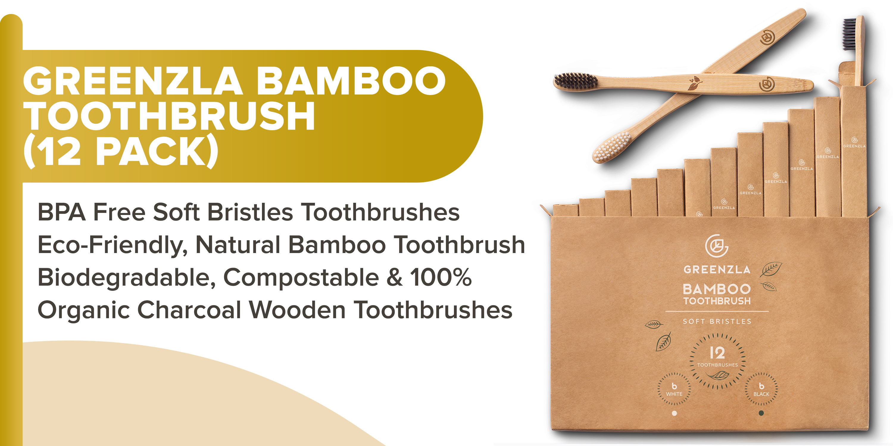 Amazon.co.uk GREENZLA Bamboo Toothbrush 12 Pack