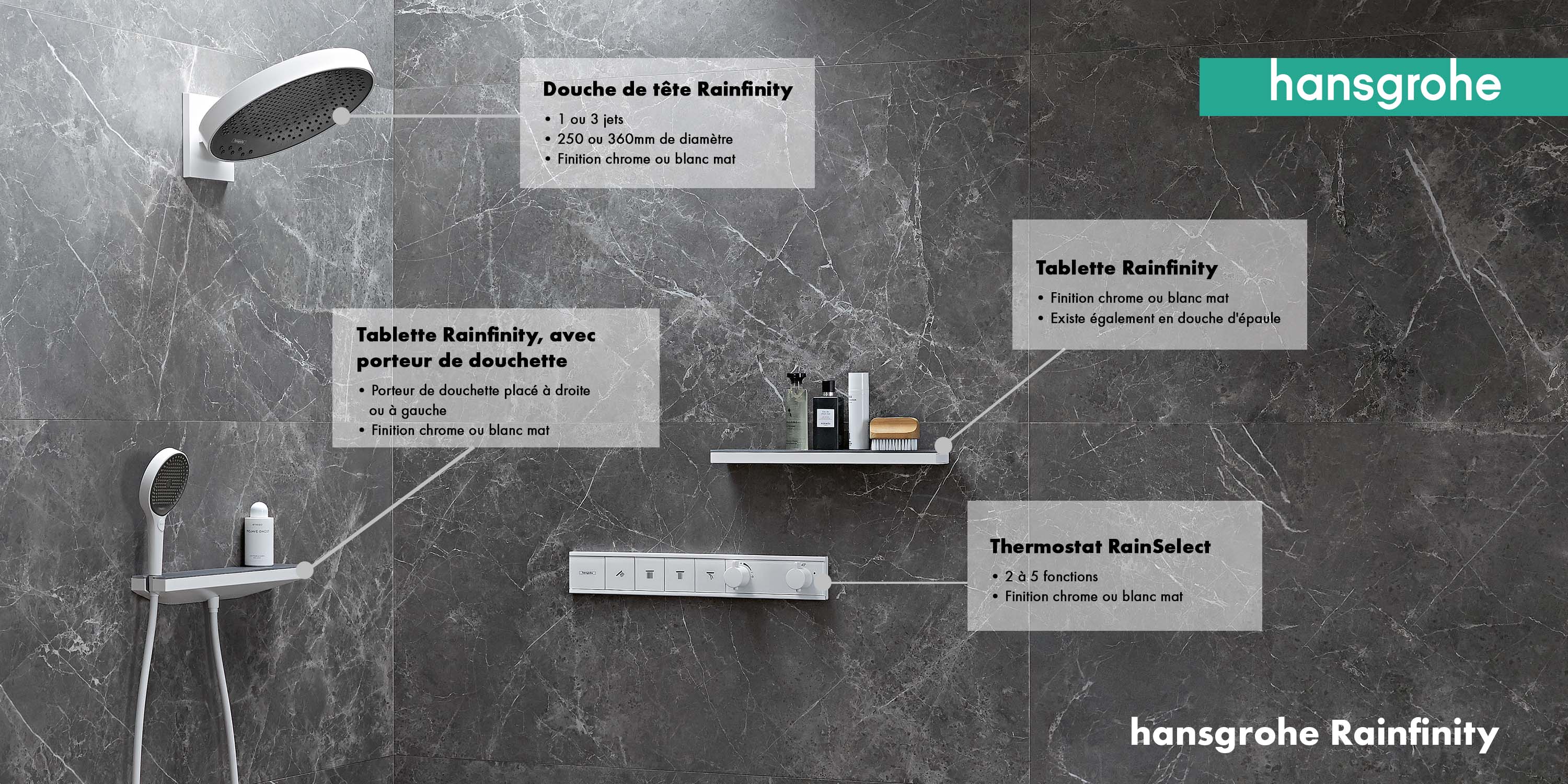Hansgrohe Rainfinity - Douche de tête 250, 1 jet, bronze brossé 26228140 | /fr