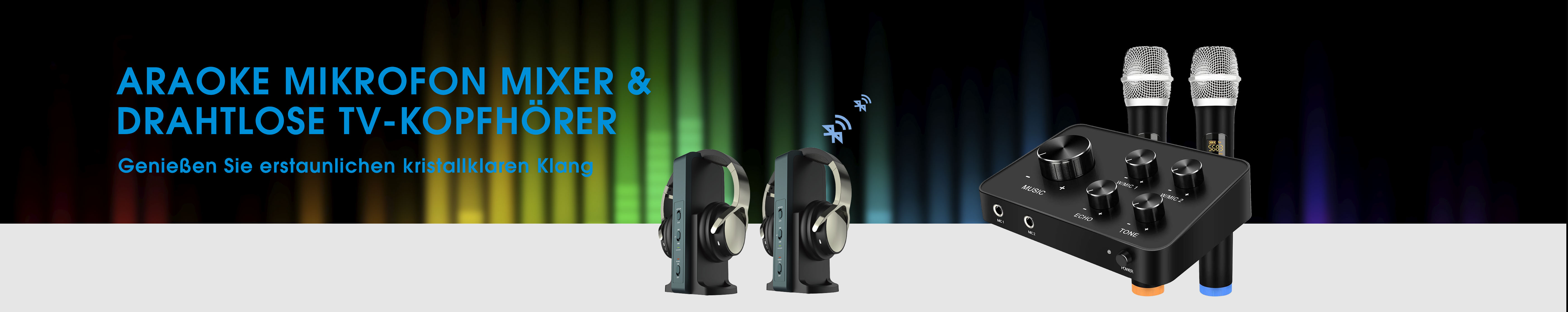 Amazon.de Rybozen KARAOKE MIKROFON MIXER & DRAHTLOSE TVKOPFHÖRER