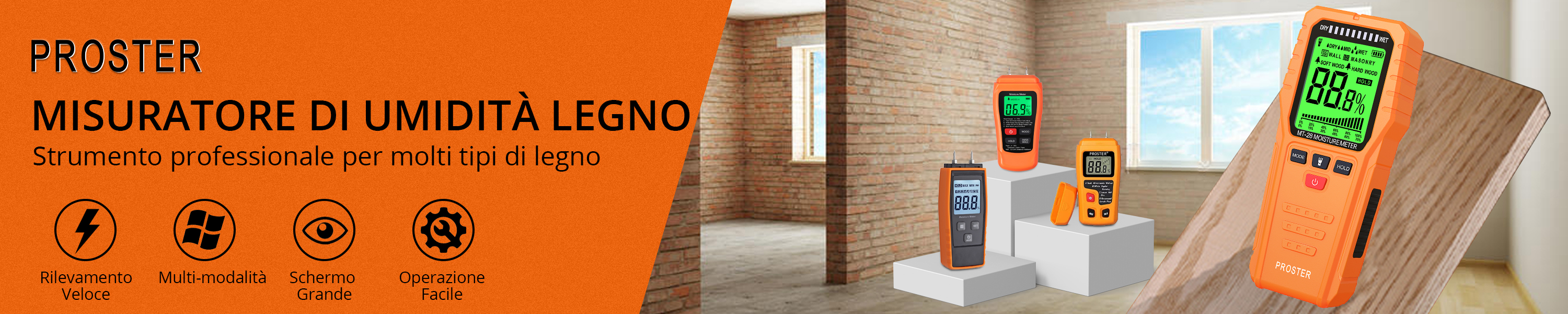 Misuratore Umidit&agrave; Legno Professionale - Alta Precisione &plusmn;0.5% Con 4 Modalit&agrave; Per 50+ Specie - LCD Retroilluminato