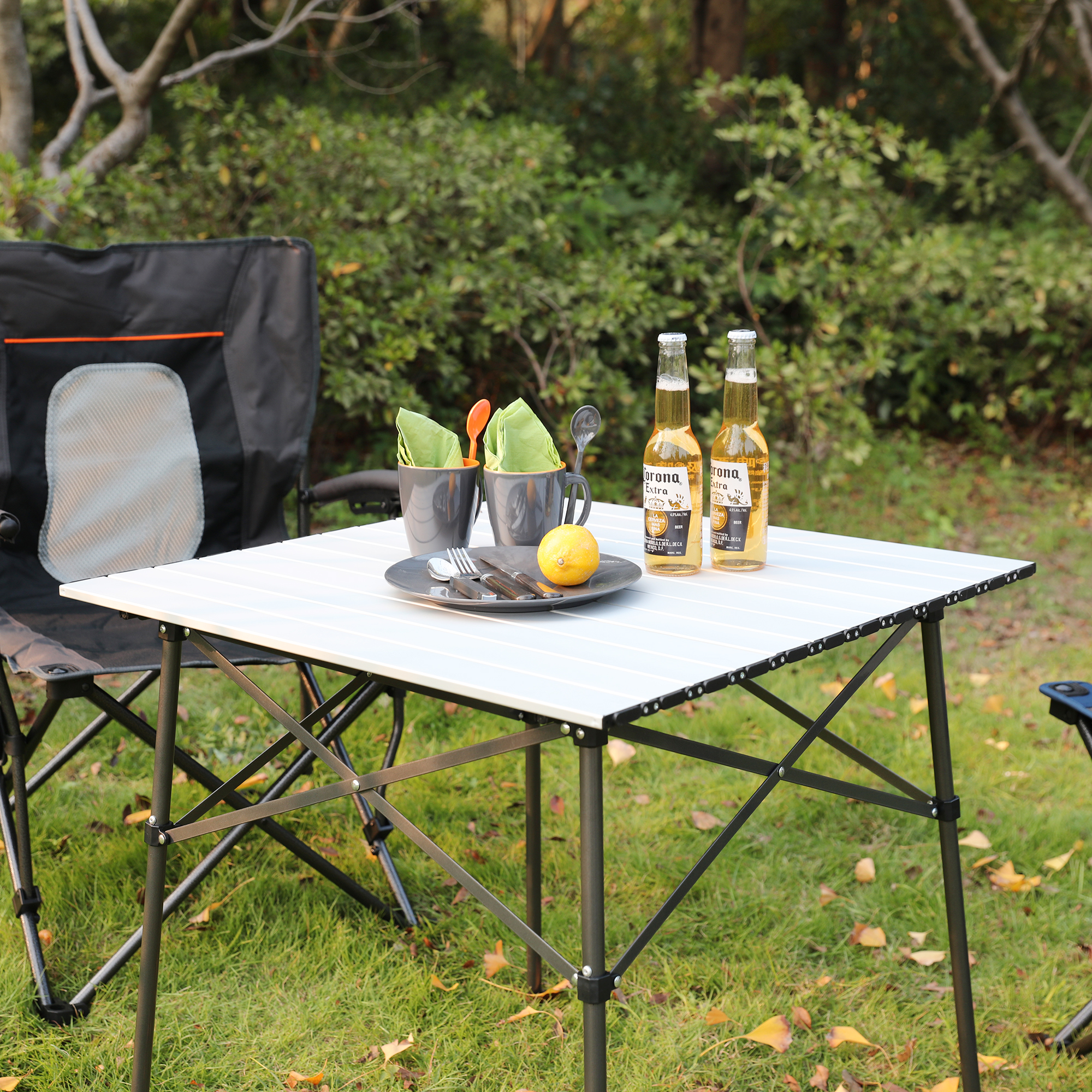 Portal Table De Camping Pliable En Aluminium - Légère, Robuste Et Réglable Pour 4-6 Personnes En Plein Air