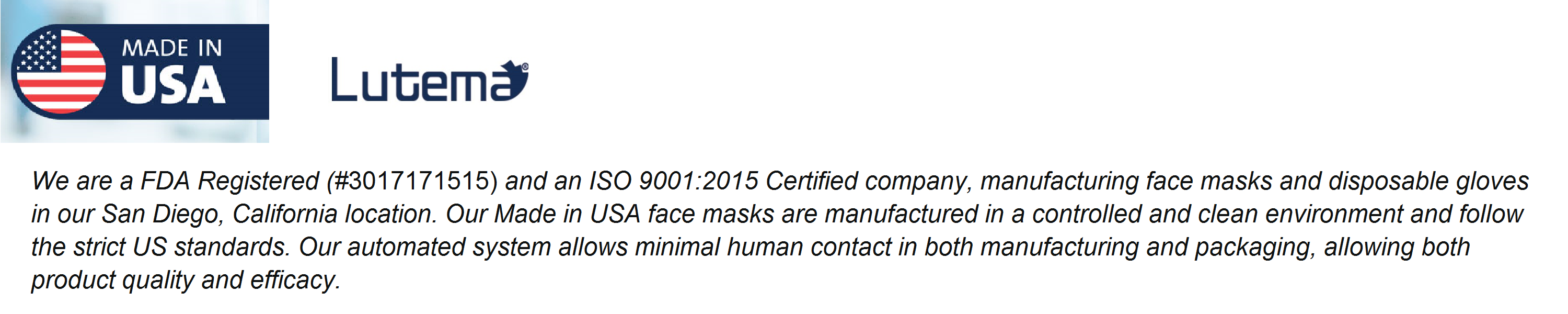 Lutema Masks FDA Registered