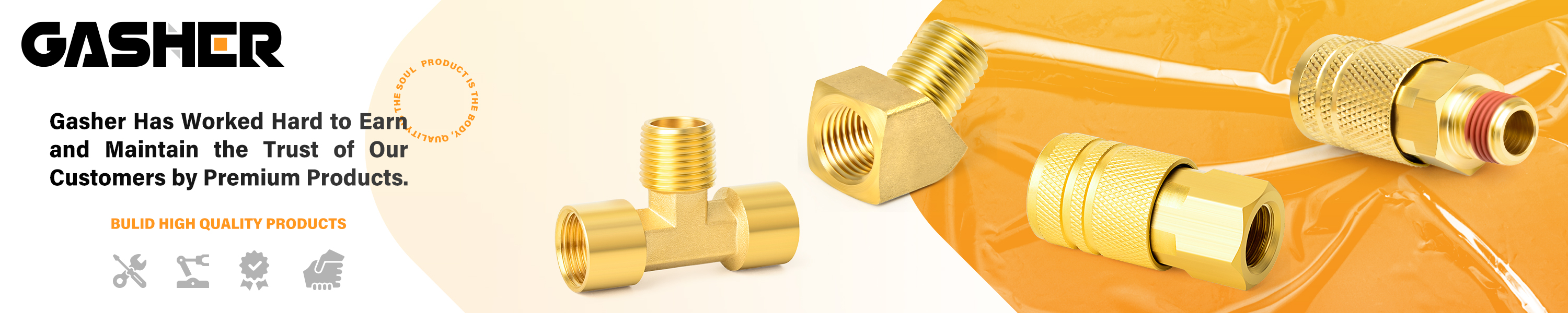 GASHER 5PCS Brass Pipe Fitting Reducer Adapter - 1/4" Male X 1/2" Female BSP, With Teflon Tape-666408