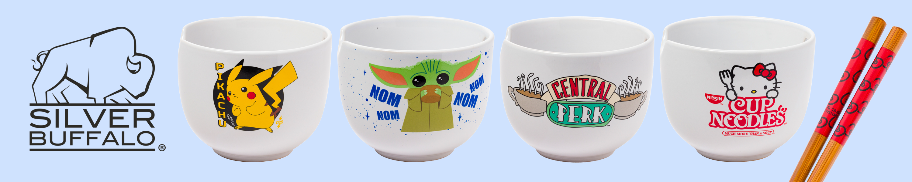 Silver Buffalo Ramen Bowl Sets
