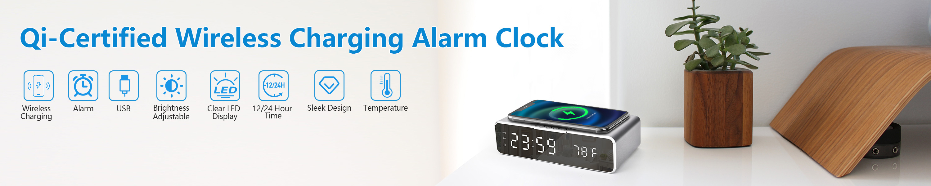 YGON Wireless Chargiing Clock