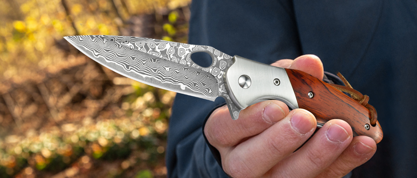 KOMWERO DAMASCUS POCKET KNIFE