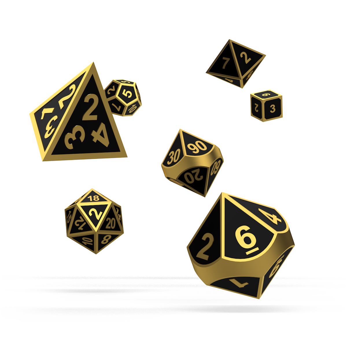 Oakie Doakie Metal RPG Dice Set - Glow In The Dark - Druid's Blaze Edition - View #4