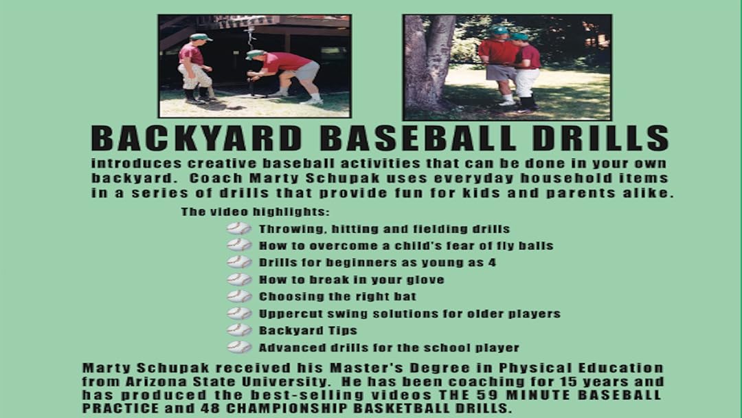 Amazon Com Backyard Baseball Drills Videosforcoaches Com Marty