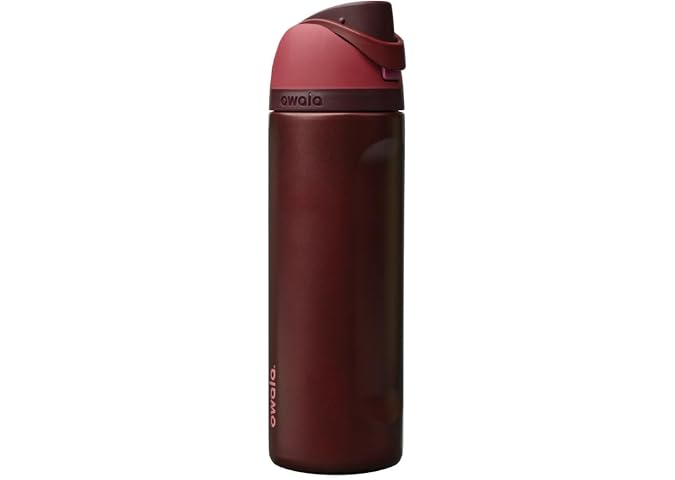 Owala FreeSip - Botella de agua de acero inoxidable, 24 onzas, cereza negra