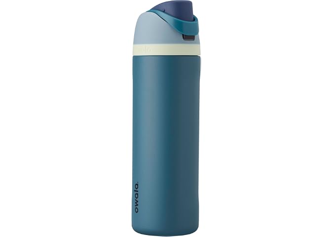 Owala - Botella de agua FreeSip de acero inoxidable con aislamiento, sin bisfenol A, incluye sorbete, para deportes y viajes, 24 oz, Denim