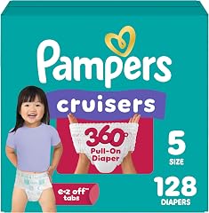 Pampers Diapers - Cruisers 360 - Size 5, 128 Count, up to 100% Leakproof Pull-On Diaper for Active Babies