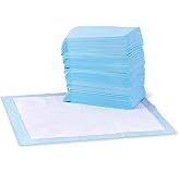 Amazon Basics Leak-Proof Dog and Puppy Potty Training Pee Pads with Quick-Dry 5-Layer Super Absorbent Design, Regular Size 22 x 22 inch, Blue & White,