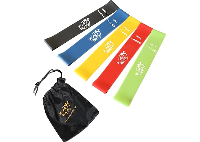 Bandas de ejercicios de bucle de resistencia de Fit Simplify con guía de instrucciones y bolsa de transporte, juego de 5